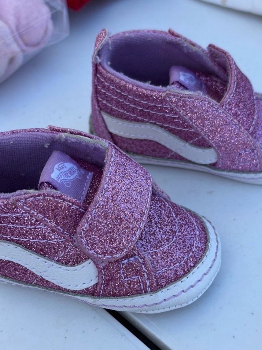 Vans Toddler Pink Glitter Strap Sneakers